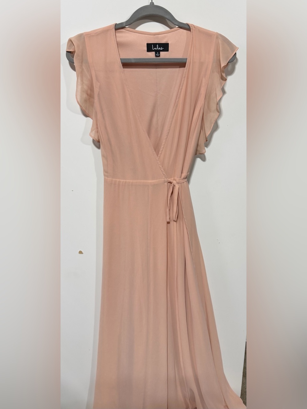 Lulu's Blush Pink Wrap Midi Dress with Self-Tie Waist